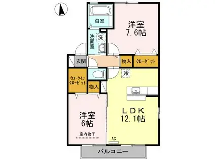 サンパティークC(2LDK/2階)の間取り写真