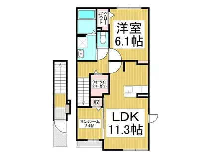 しなの鉄道 千曲駅 徒歩46分 2階建 築4年(1LDK/2階)の間取り写真