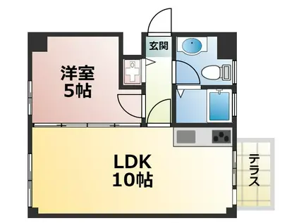 ERCOURT住吉川(1LDK/1階)の間取り写真