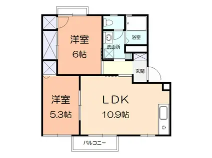 フォーレスツヅキ(2LDK/2階)の間取り写真