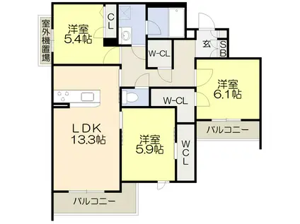 グランファミール箕面小野原(3LDK/3階)の間取り写真