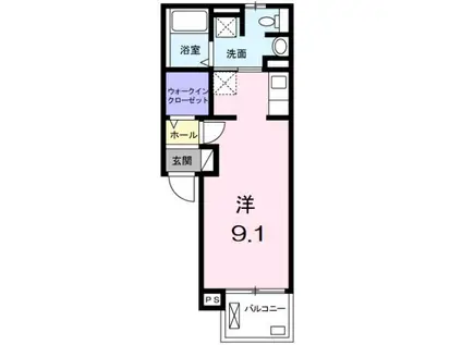 マーガレットSEA(ワンルーム/2階)の間取り写真