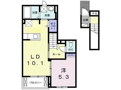 メゾン ド フルールII(1LDK/2階)の間取り写真