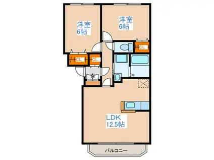 カームフレーシュ(2LDK/2階)の間取り写真