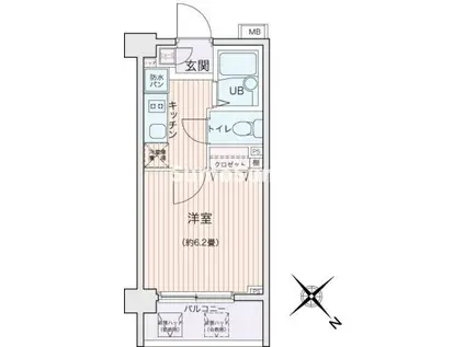 エコロジー都立大学レジデンス(1K/1階)の間取り写真