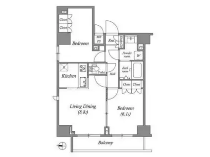 GRAN PASEO両国ノース(2LDK/7階)の間取り写真
