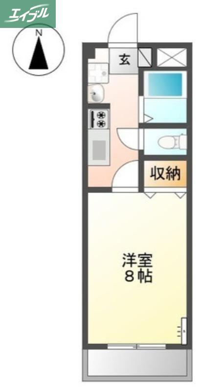 カスティージョII(1K/1階)の間取り写真