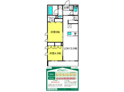 MAISON DE BONHEUR(2LDK/2階)の間取り写真