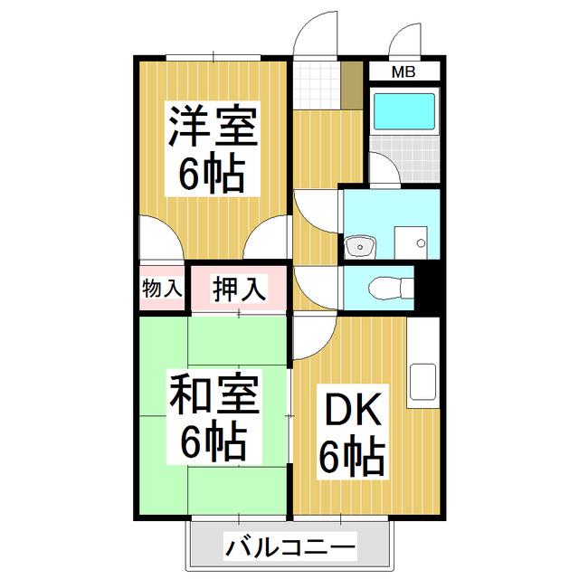 SURPLUS TWO中島ハイツ(2DK/1階)の間取り写真