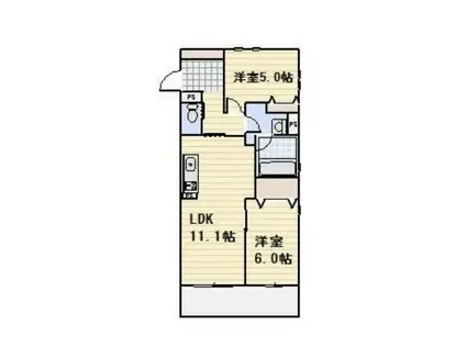 メディカルガーデン谷塚A(2LDK/3階)の間取り写真