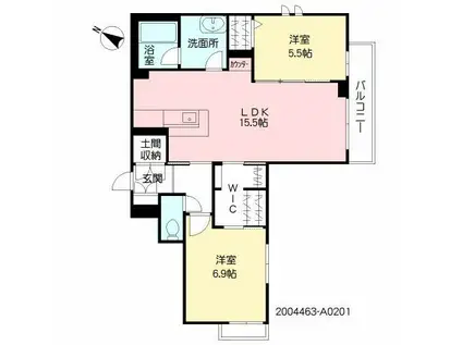 SEAGODDESS 緑ヶ丘(2LDK/2階)の間取り写真