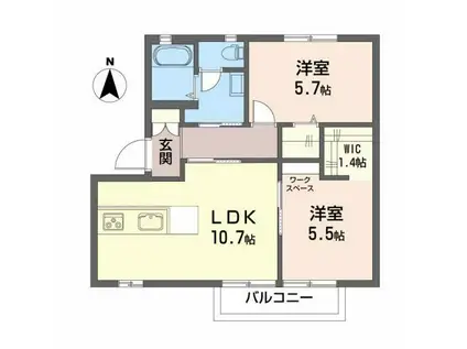 ピュアハイムB(2LDK/2階)の間取り写真