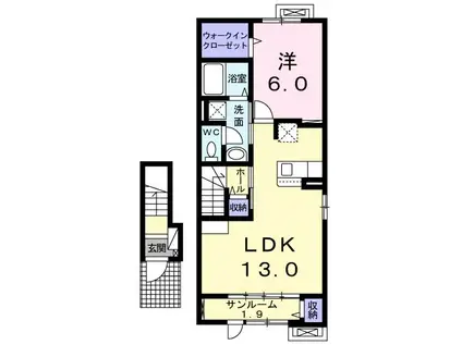 グリーンヒル(1LDK/2階)の間取り写真