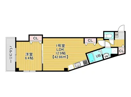 グランディオ検見川(1LDK/3階)の間取り写真