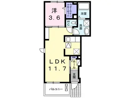 カーサ モデルノ(1LDK/1階)の間取り写真