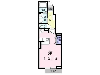 メゾン朝日が丘(ワンルーム/1階)の間取り写真