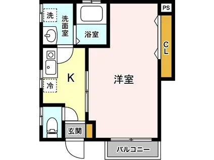 コーポホープ A(1K/1階)の間取り写真