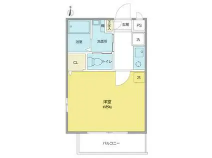 マーブルワン(1K/1階)の間取り写真