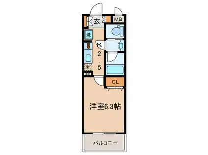 セレーノ日吉の丘(1K/2階)の間取り写真