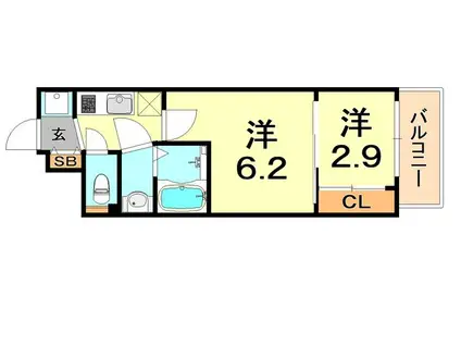 アドバンス三宮ラシュレ(2K/5階)の間取り写真