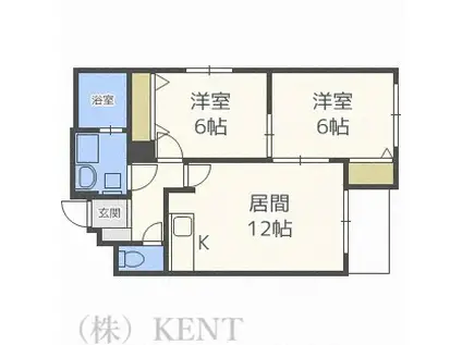 パープルサイド(2LDK/3階)の間取り写真