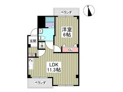 リバーサイドツルミ(1LDK/1階)の間取り写真