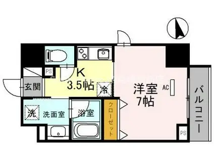 エトワール尼崎(1K/4階)の間取り写真