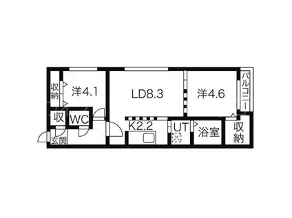 プラシードブルグN14(2LDK/3階)の間取り写真