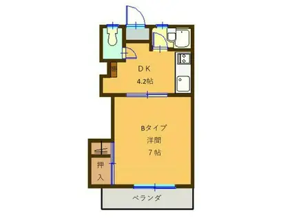 エステート鎌田I(1DK/1階)の間取り写真