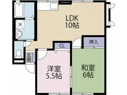 ウィンフォークC(2LDK/1階)の間取り写真