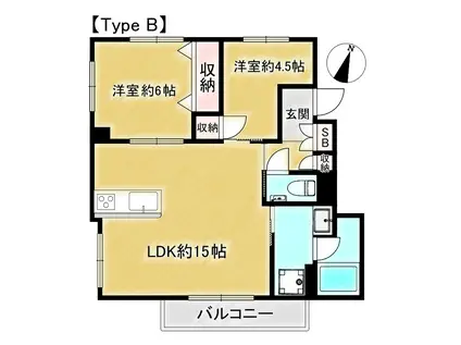 赤坂VILLA(2LDK/1階)の間取り写真