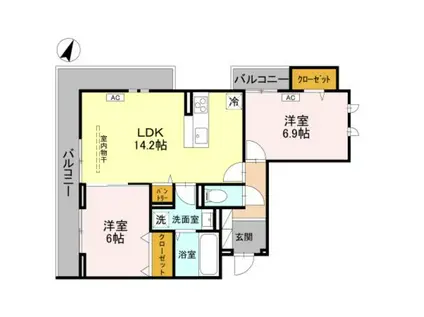 センカIII(2LDK/2階)の間取り写真