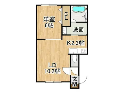 ESOLA97(1LDK/1階)の間取り写真