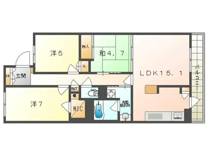 サンマークスだいにちF棟(3LDK/12階)の間取り写真