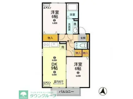 チャオ南狭山N(2DK/2階)の間取り写真