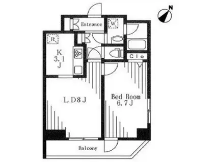ホープシティ秋葉原(1LDK/9階)の間取り写真