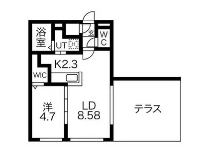 コンフォルト水車町(1LDK/1階)の間取り写真