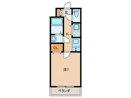 ウインズコート荘園(1K/2階)の間取り写真