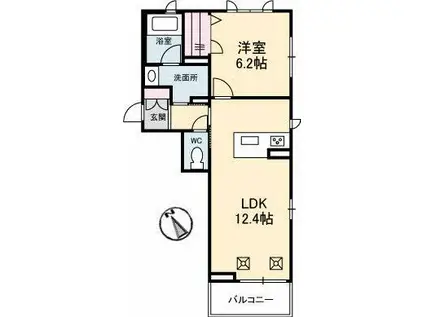 カーサグリナージュ東津田(1LDK/1階)の間取り写真