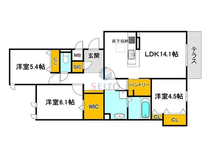 BIVIO(3LDK/1階)の間取り写真
