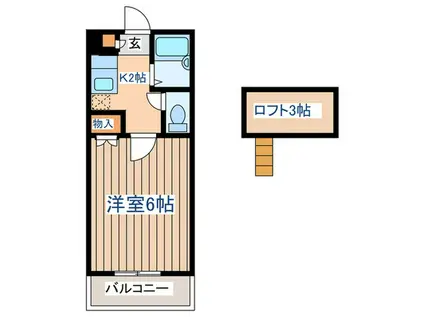 ロフティ伝上山A(1K/2階)の間取り写真