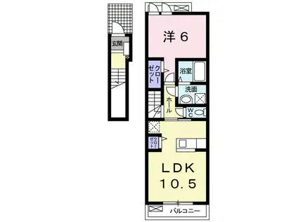 クレアコート I(1LDK/2階)の間取り写真