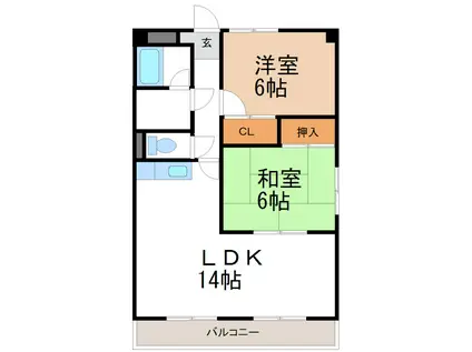 アピオン(2LDK/5階)の間取り写真