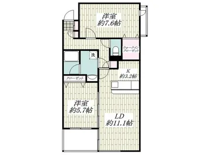 ドルフ南本宿II(2LDK/3階)の間取り写真