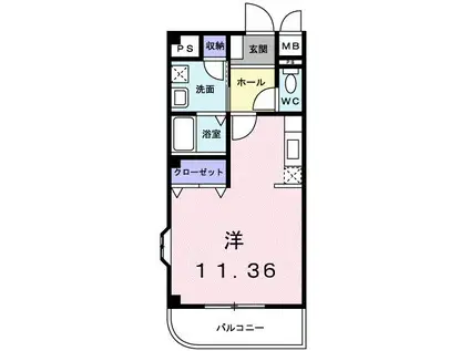 ソレアード(ワンルーム/3階)の間取り写真