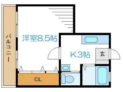 新井ビル(ワンルーム/3階)の間取り写真