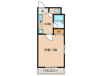 KANAME24(1K/2階)の間取り写真