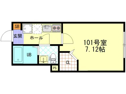 CFジオーレ西小岩(1K/1階)の間取り写真