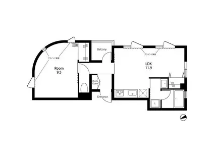 下馬壱番館(1LDK/2階)の間取り写真