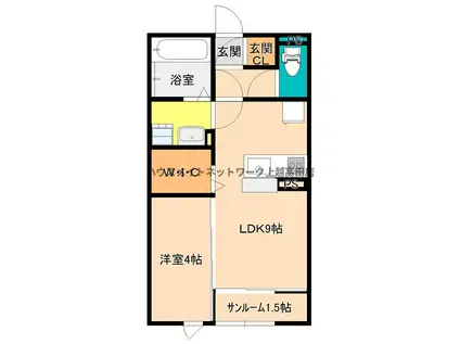 グレイスヒルズ(1LDK/1階)の間取り写真